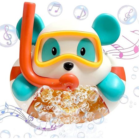 Denna badleksak med bubblor har musikuppspelning och en björndesign, vilket gör den till en underbar present till barn.