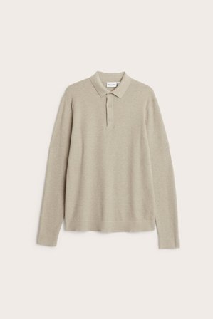 Kappahl | Strukturstickad polo shirt | Melerad beige