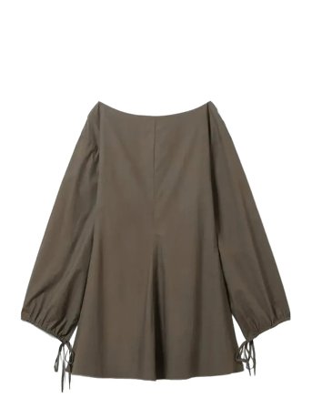 Weekday Cotton Poplin Tie-Detail Mini Dress - Brown - XS