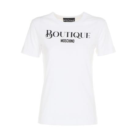 Boutique Moschino, Boutique Moschino T-shirts and Polos White Wit, Dames, Maat:XS,Katoen,print