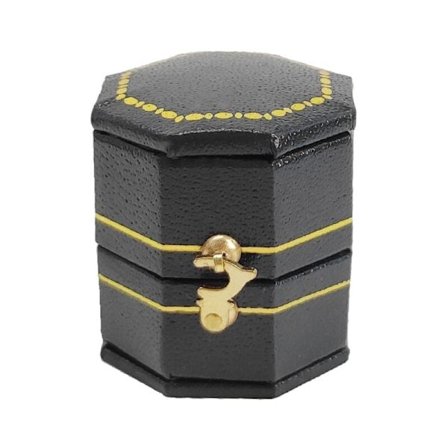 Vintage Isometrisk Oktagon Ring Box Smycken Display Organizer PU Läder Outlet Blå