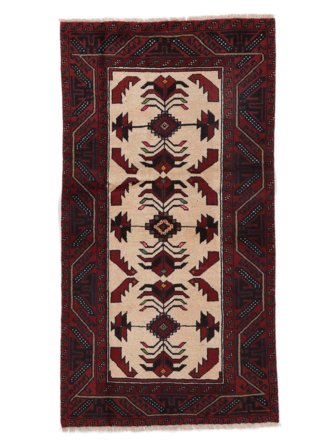 Oriental Baluch Rug 94X179 Black/Brown Wool, Persia
