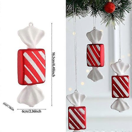 1 stk. juleophængende slikbolde rød hvid polkagris ophæng hjemmefest juletræsdekorationer jul Navidad nytår7