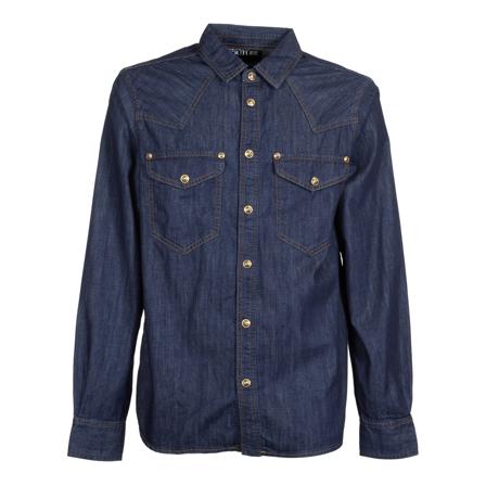 Versace Jeans Couture Denim Shirts Blå, Herre