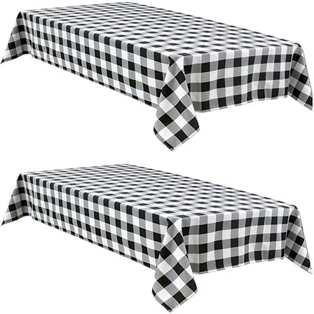 Vattentät buffelrutig bordsduk, 2-pack, 70 cm x 70 cm – svart och vit