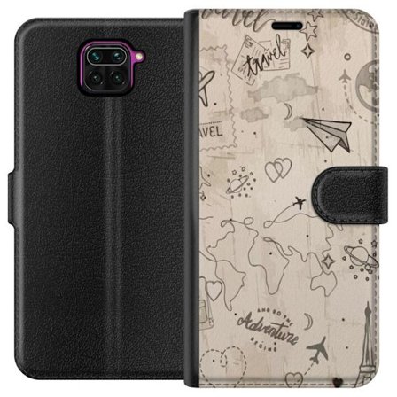 Yhteensopiva Lompakkokotelo Xiaomi Redmi Note 9 Tulevaisuuden aseistettu sankari vaaleanpunaisessa ja kultaisessa puvussa, jossa hehkuvaa energiaa dra