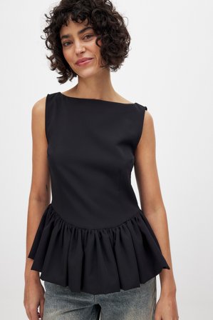NA-KD Ärmelloses Peplum-Top - Ärmellose Tops - Schwarz - EU 34
