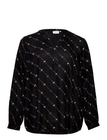Kclenna Tilly Blouse Pitkähihainen Pusero Paita Musta Kaffe Curve