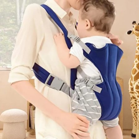 Ergonomisk bæresele for nyfødte babyer, opptil 15 kg, pustende og polstret bæresele, blå