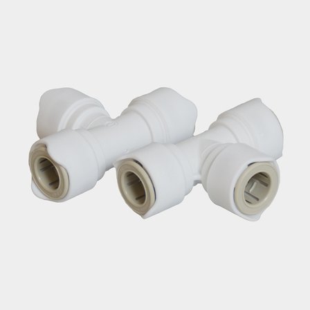 T-koppling Whale Equal Tee, plast, Whale Quick Connect 15 mm (WS15) (invändig), vit, 2-pack
