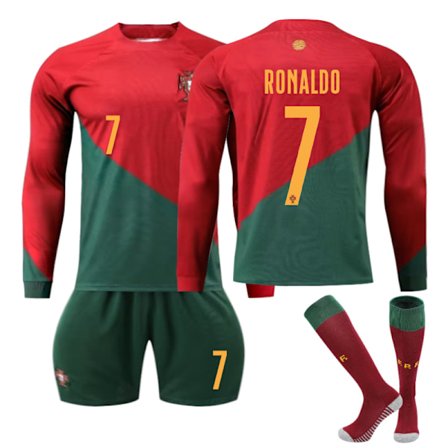 2022-2023 Vinter Portugal Hjem Fotball Barnedrakt Voksen og barn nr. 7 Cristiano Ronaldo 0