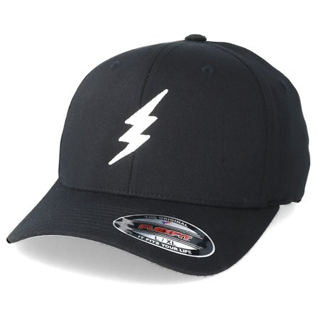 Rave - Black flexfit Czapka Z Daszkiem - Bolt Black/White Flexfit @ Hatstore