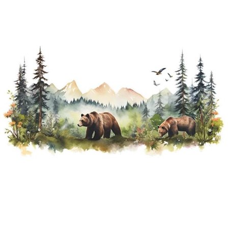 Dyr veggklistremerker Mountain Forest Wall Decal Wild Jungle