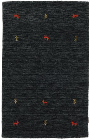 Gabbeh Loom Two Lines 100X160 Petit Noir/Gris Tapis De Laine