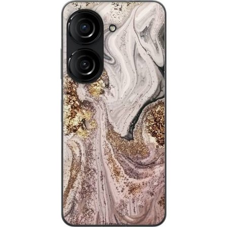 Kompatibelt Mobildeksel til Asus Zenfone 10 Beige guldmarmor luksuriøs design med myke linjer og metallisk glans inspirert av elegant interiørstil