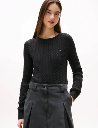 Tommy Jeans Tjw Cable Essential Sweater - Black - L