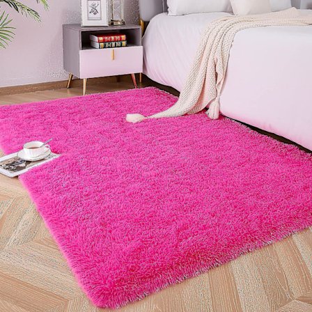 Myke, fluffy gulvtepper for soverom, barnerom, plysj, lodne barnehagetepper, pelspledd - (rose 40*60cm)
