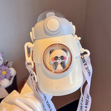 Tilavuus: 700 ml; Valkoinen-700 ml ruostumattomasta teräksestä valmistettu lämpöpullo lapsille, jossa on kuppi ja pilli, eristetty alumiinihiutale, 