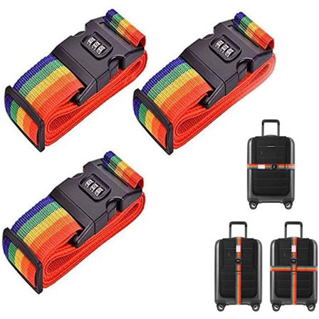 3 stk. bagasjeremmer, justerbar reisepassordlås pakkereim