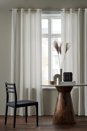 &Home - 2-pk gardinlengder med maljer, i halvpanama - Hvit - Maljegardiner - 220 - Fra Homeroom