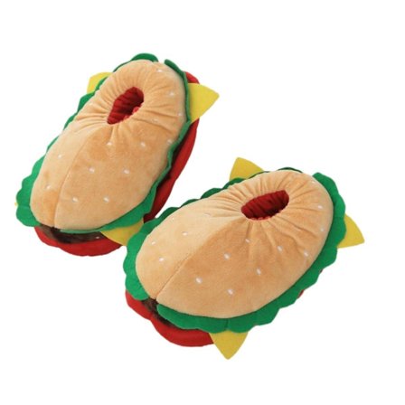 Hamburger Sutsko - Plysset Cheeseburger Sutsko Sjove Hjemmesko