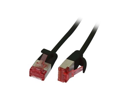 SYNERGY Patchkabel RJ45, CAT6 250Mhz, 0,15m schwarz, U/FTP, slimline rund d=3,6mm, Synergy 21