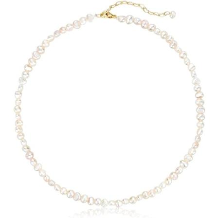 Liten gullperlekjede choker 3mm håndplukket perle 18K gullbelagt perleballkjede delikat smykkegaver til kvinner jenter