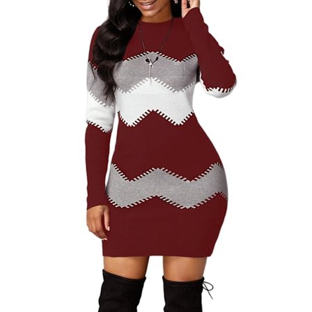 Dame Zigzag Strikkekjole