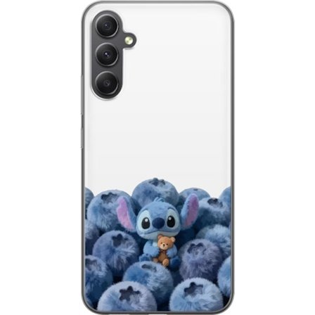 Kompatibel Mobilcover til Samsung Samsung Galaxy S23 FE Sød blå karakter blandt blåbær med bamse i blød og legende illustration