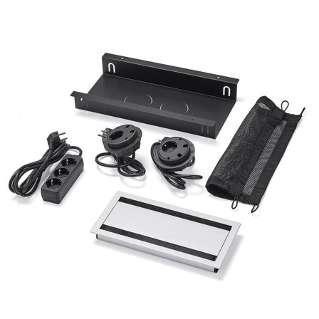 Kabelbox UNIFY, 2-polig, Durchgangskabel, inkl. Verlängerungskabel, silber