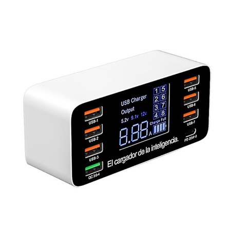 60w 8-portars USB-telefonladdare Qc3.0 Typ C USB C Snabbladdning