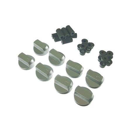 8 X Creda Universal spis/ugn/grillkontrollknapp och adaptrar Silver