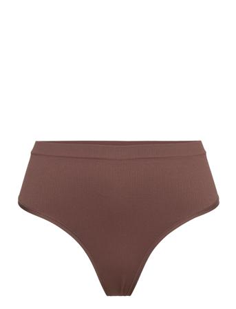 Brief Rib Thong High Seamless Stringtruse Undertøy Brun Lindex