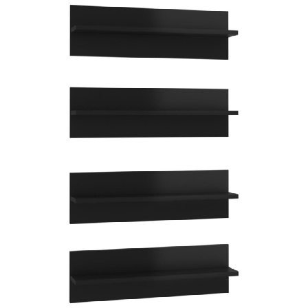 Vidaxl Vägghyllor 4 St Svart Högglans 60x11,5x18 Cm Konstruerat Svart