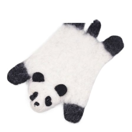 Käsintehty villahuopalautanen Animal Placematto BLACK PANDA BLACK