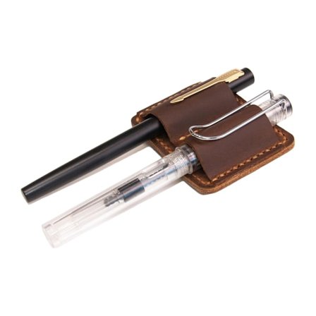 Handgjord Läderpennhållare Klipp Anteckningsbok Pennslinga Snygg (Brun)