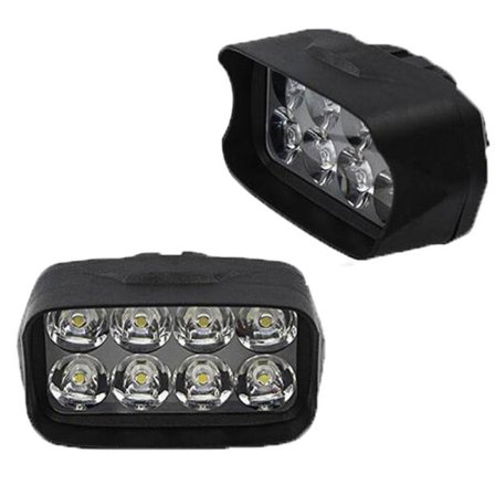 IC 1st Motorcykel Bil Super Ljus 8 LED-ljus Strålkastare Spotlight Svart One Size