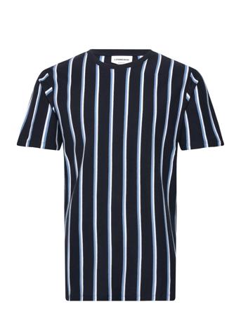 Striped Piqué Tee S/S Lindbergh Navy