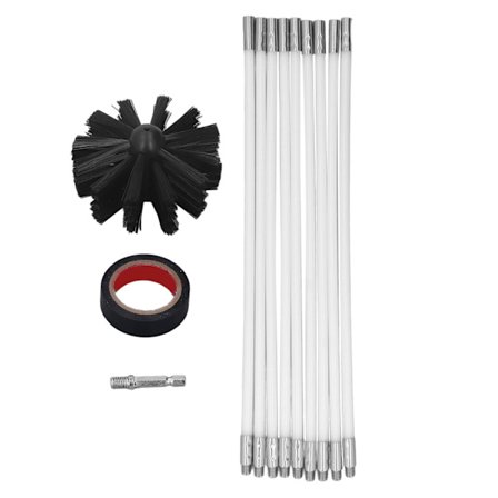 Fleksibelt børstehoved til fnugrensning af tørretumblerkanaler, tørretumblerrensningssæt med 40 cm stang, der kan forlænges op til 6 meter, 