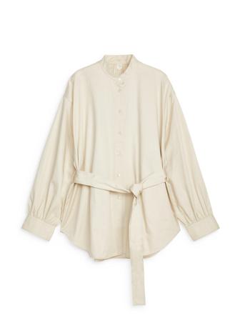 Bluse mit Bindeband - Weiß