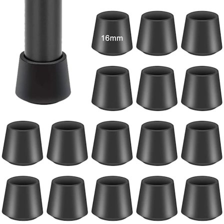 16 stk stolbensbeskyttere for å beskytte dine gulv og møbler, 16*24 mm, svart
