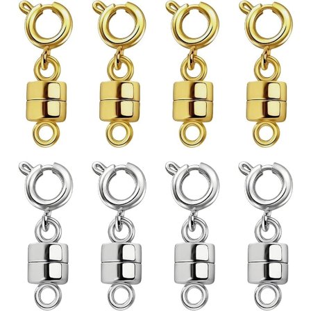 ING 8 magnetiske låse til halskæder og armbånd, guld og sølv, universelle smykkelåse, 12 mm, nem og sikker lukning, sæt med 8