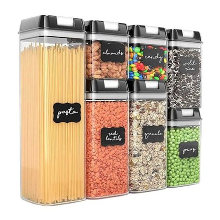 7 stk. oppbevaringsbeholdere - Lufttette matoppbevaringsbeholdere med lokk - Matvareoppbevaring transparent