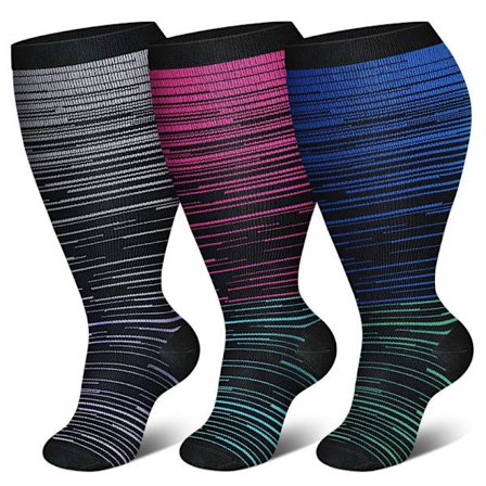 Kompressionsstrumpor i stora storlekar för kvinnor och män, bred vad, extra stora knähöga strumpor