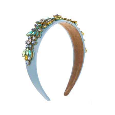 Rhinestone pannebånd innlagt perlehårbånd BLÅ Blue