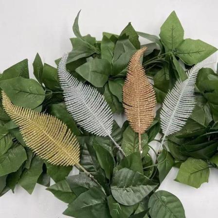 6st Julglitterfjädrar 26cm, Glitterjuldekorationer gold