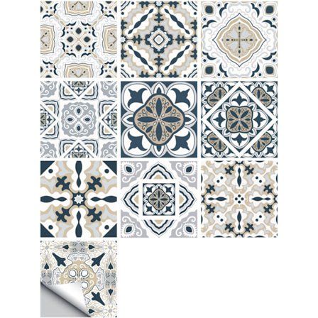 20 kpl Marokkolainen mosaiikki vedenpitävät vinyyli seinätarrat keittiöön kylpyhuoneeseen (15 x 15 cm)