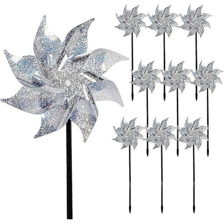 10 stk Anti Fugl Vindmølle Utendørs Hage Reflekterende Fugleavskrekkende Anti Due Balkong Reflekterende Vindmølle