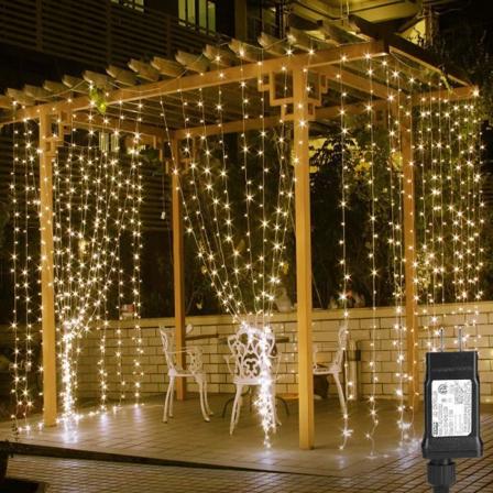 Lavspændings LED-gardinlys 3*3m 300 lys Isbjælkelys Stjerne