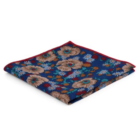 Pochette de costume bleue à motif floral rétro pour hommes - Pochettes de costume à motifs